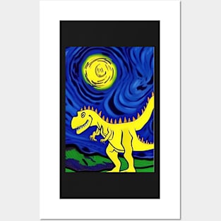 LONG NECKED YELLOW DINOSAUR VAN GOGH STYLE Posters and Art